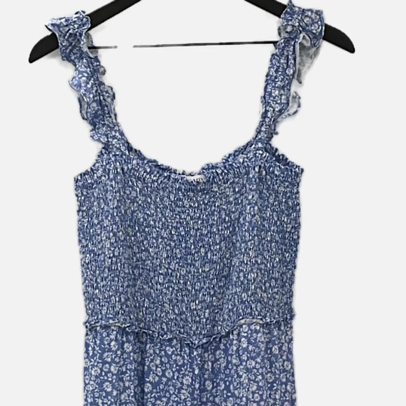 Intermix Faye Floral Wide Leg Crop Jumpsuit Blue & White - Size 4 - Picture 4 of 8